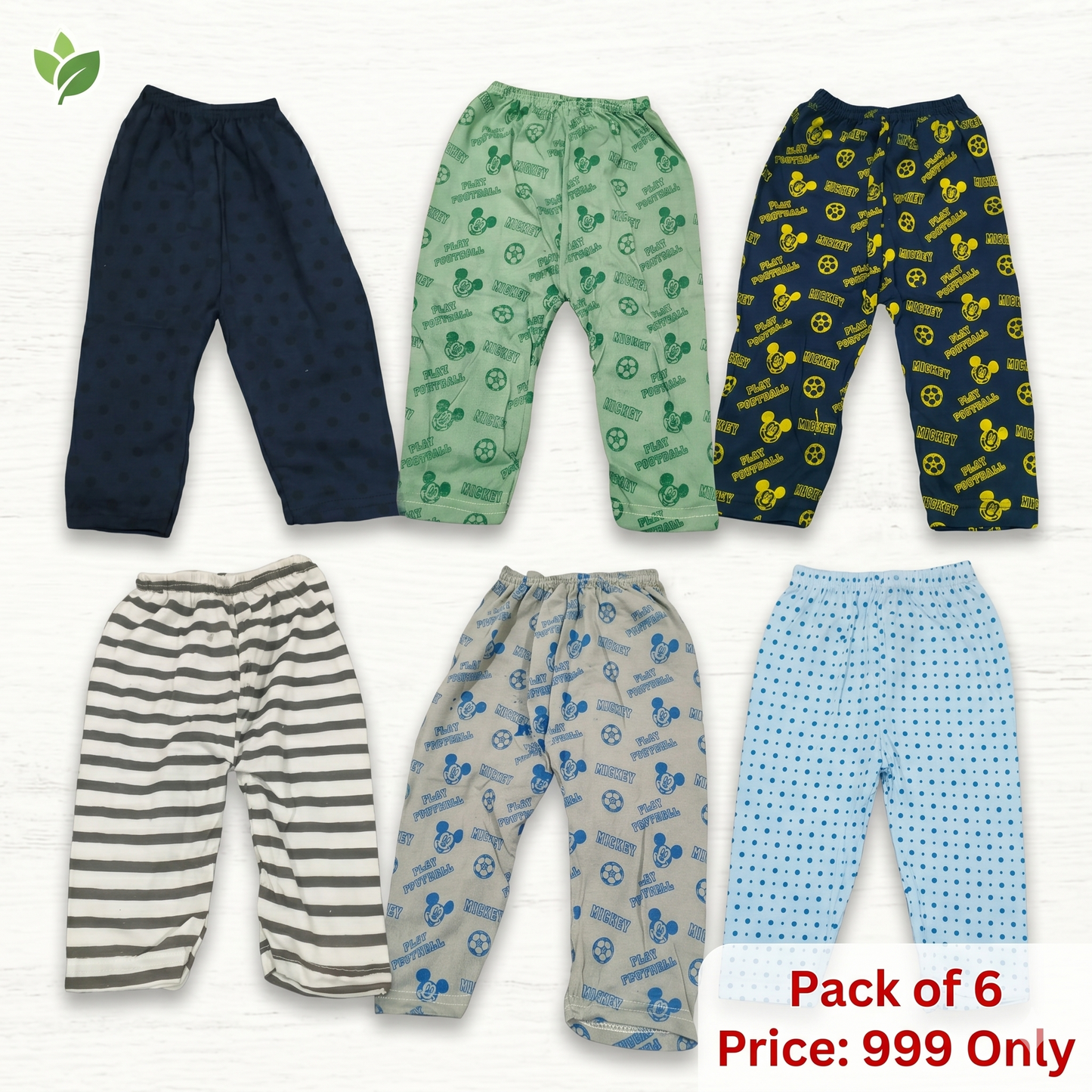 Pack of 6 Soft Pajama Set for Unisex (Mix Color)
