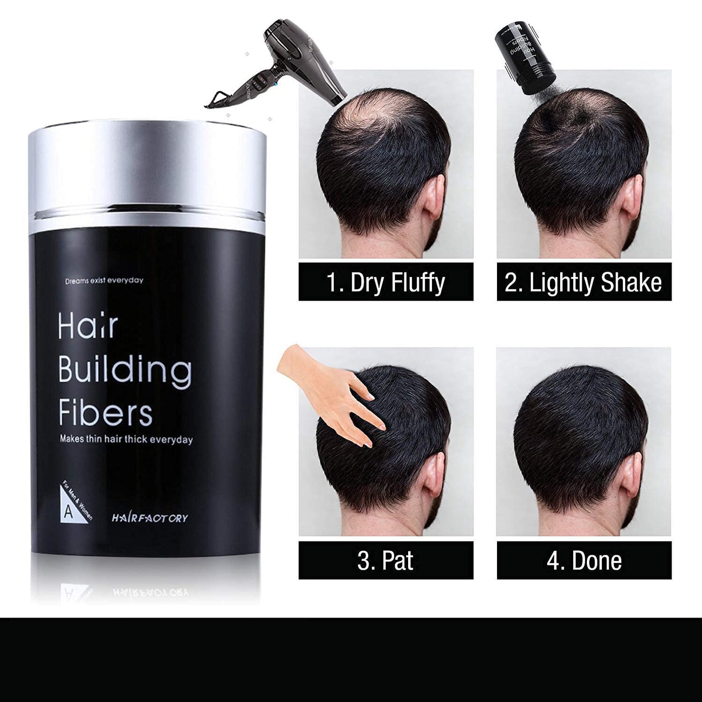 Dexe Hair Building Fibers Black | For Men & Women
