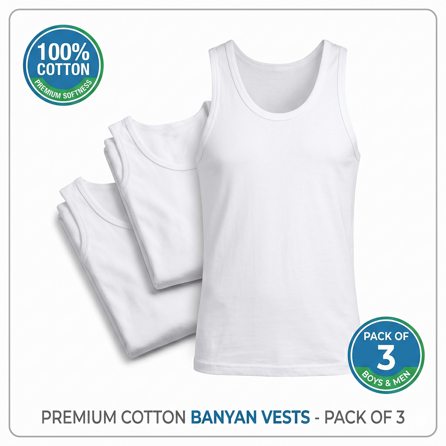 Pack of 3 Premium Cotton Banyan