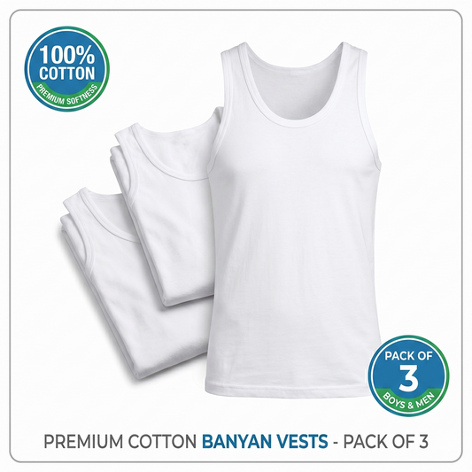 Pack of 3 Premium Cotton Banyan