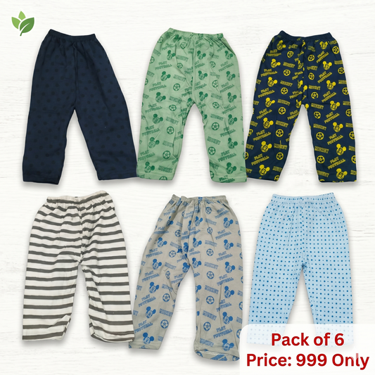 Pack of 6 Soft Pajama Set for Unisex (Mix Color)