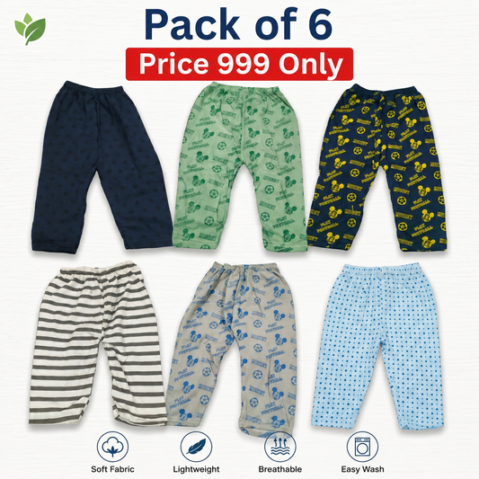 Pack of 6 Soft Pajama Set for Unisex (Mix Color)